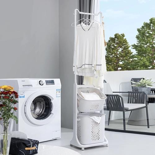 4-Tier Rolling Laundry Hamper Sorter, White Home Organizer Storage Cart with Removable Baskets and Wheels for Dirty Clothes Organization