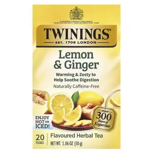 Twinings Flavored Herbal Tea, Lemon & Ginger, Caffeine Free, 20 Tea Bags, 1.06 oz (30 g)