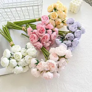 27 Head Tea Rose Peony Artificial Flowers, Outdoor Wedding Decoration, High-End Table Arrangement, Handheld Bouquet, Living Room Decor