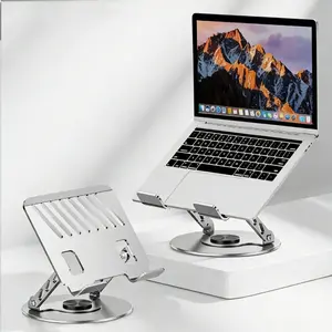 360° Rotating Laptop Stand,Height Adjustable Ergonomic Riser with Dual Support Arms,Foldable Portable Carbon Steel Desktop Holder Promotes Healthy Posture,Perfect Desk Accessory Compatible with MacBook Air/Pro,Dell XPS,HP & All 10–17.3 Inch Laptops,Silver