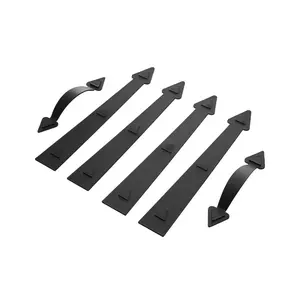 VEVOR Magnetic Garage Door Hardware Kit, Decorative Garage Door Hinges Handles, Black Carriage House Accents, No Installation Needed, 4 Hinges and 2 Handles for Barn Gate Curb Appeal