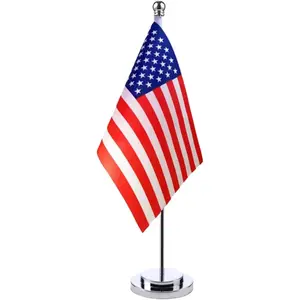 Table Flag Desk Flag of  With 30CM Stainless Steel Stand Base  Desktop Flags Veteran Office  Bar International Conference  Theme Party Holiday Decorations