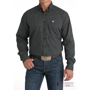 CINCH MEN'S MODERN FIT GEOMETRIC PRINT BUTTON-DOWN WESTERN SHIRT - BLACK MTW1105799