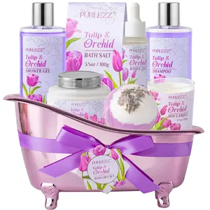 Spa Gift Basket for Women, Gift Set for Women Bath & Body Gifts for Women Tulip Gift Baskets for Women Bath Sets for Women Gift , Unique Gifts Idea for Mom Best Friend Sister Spa Self Care Kit Purlezz