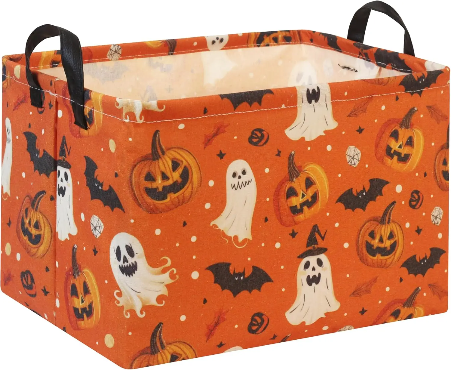 Halloween Rectangular Halloween Basket for Boys and Girls Kids Trick or Treat Pumpkin Basket for Halloween Parties Cute Storage Bin Organizer Box Room Decor(Yellow Pumpkin Ghost)