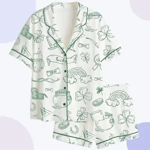 St. Patrick’s Day Pajama Set – Lucky Clover Women’s Sleepwear