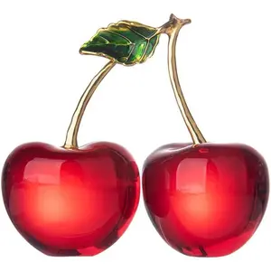 Cherry Figurine Glass Fruit Status Paperweight Home Decor Ornaments Tabletop Centerpiece