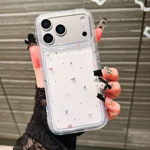 Full Screen Bow Pattern Transparent Full Coverage Tpu Phone Case, Anti-Drop Gift for Friends Family, Compatible with iPhone 11-17 Pro Max