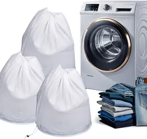 3PCS Mesh Laundry Bag 23x31.5 inch Large Heavy Duty Durable Breathable for Washing Machine Clothing Travel Camping Dorm Sports Lightweight Washable