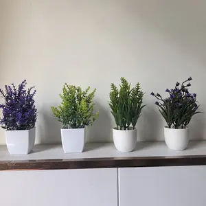 4pcs Artificial Mini Plant Decorations, Indoor Small Fake Plants for Home Office Farmhouse Bathroom Holiday Decoration