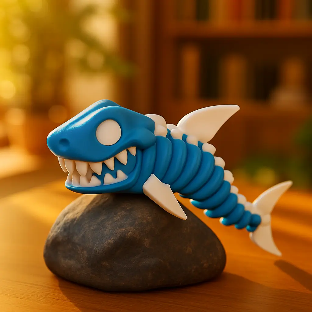 Articulated Shark Figurine - Skeleton Shark Desk Decor, Bendy Ocean Home Decor, Ocean Lover Gift