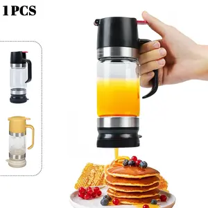 Honey Dispenser, 12oz Press-Type with Handle, Leak-Proof Transparent Honey Jar, Ideal for Maple Syrup, Coffee, Tea, Pancakes, Kitchen Use