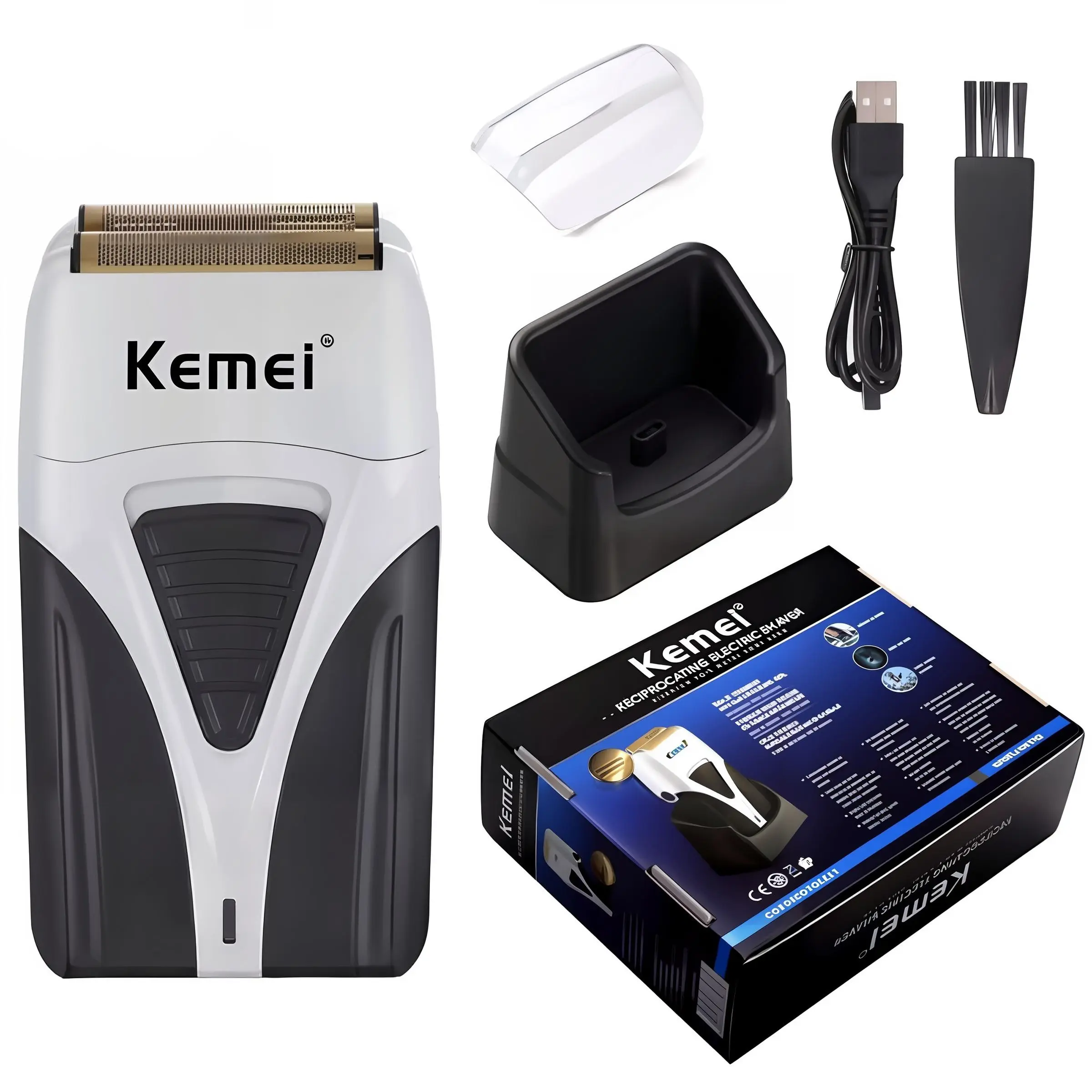 Kemei Electric USB Charging Shaver Km-3383, Cordless Portable Shaver, Professional Barber Use Shaving Machine, Ideal for Barbershops & Personal Grooming, USB Rechargeable Shaver