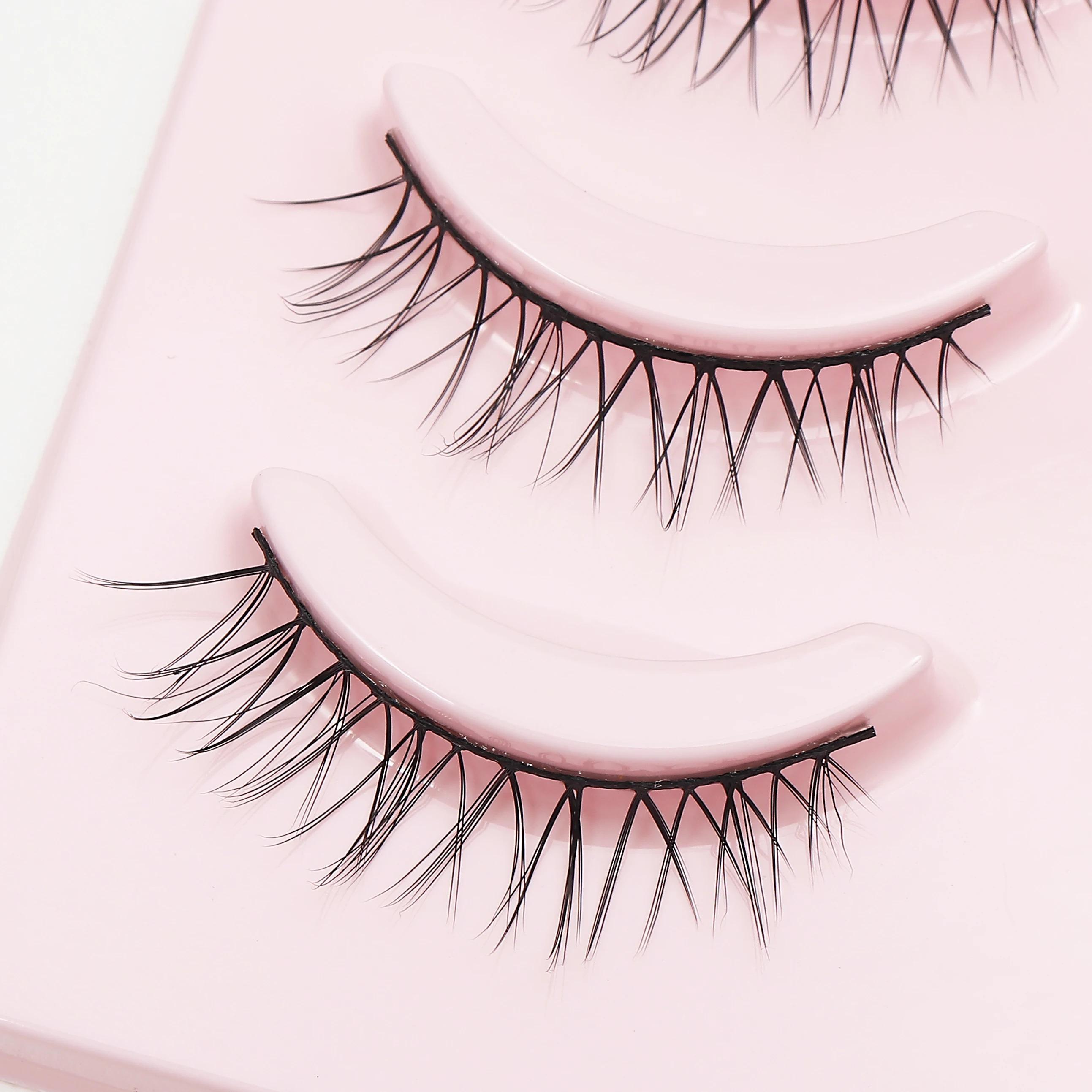 Fake Eyelash Anime Lashes 5 Pairs Little Devil Eyelashes Natural Daily Makeup Manga Eyelashes Clear Band Eyelashes