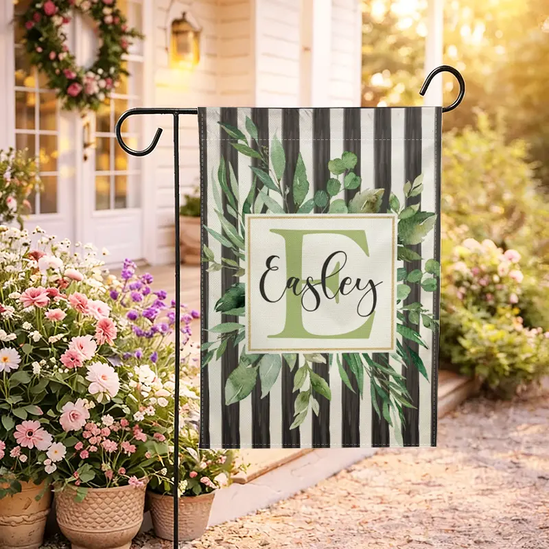 Personalized Garden Flag Custom Name Welcome Porch Flag 12x18 Inch Double Sided Linen Farmhouse Yard Decor Spring Summer Outdoor Decorations Welcome Flag