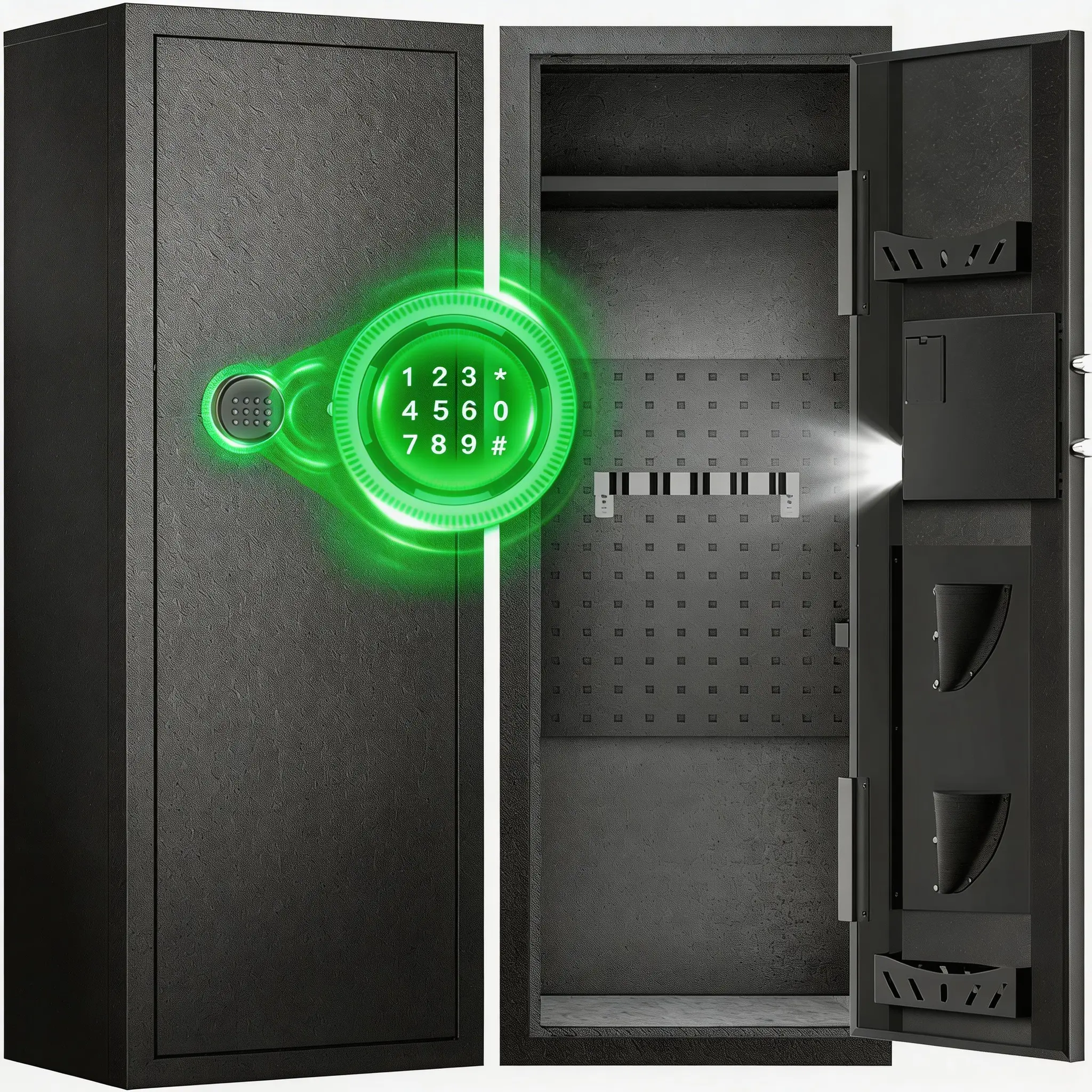 ACTIGER 13-15 Large Long Gun Safe Cabinet Easy Assembly for Rifles and Pistols with Quick Access Digital Keypad Removable Shelves Anti-Theft Design for Home Security Storage Thick Steel Gift Father'sDay With 3 Adjustable Gun Racks DIY