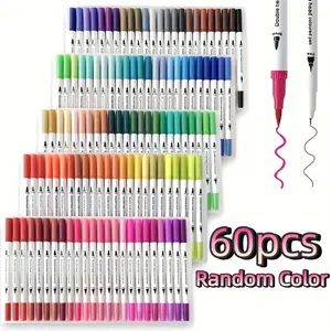 60 Color Dual Brush Fineliner Markers, Watercolor Felt Tip Drawing Pens for Manga, Calligraphy & Art Painting, Ideal for Artists