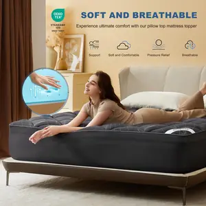 【BEDLORE]】Memory Foam Fitted Sheet Machine Washable 4-Inch Mattress Topper for Back Pain-Dual Loyer Medium Support (2" Gel Memory Foam + 2" Cooling Fluffy Pillow Top Pad), Breathable & Pressure Relief protector bed