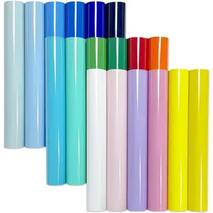 -Boho Color Heat Transfer Vinyl Sheets - 12" x 10" 18 Pack PU Iron-On Vinyl for T-Shirts, DIY Crafts, and Custom Apparel - 18 Assorted Colors for Endless Creativity Easy to Cut & Weed