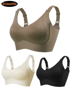 3-Pack Women's Comfortable Seamless Adjustable Bras, Size S-4xl Sizes, Wireless Design for Maximum Comfort, Ideal for Daily Wear