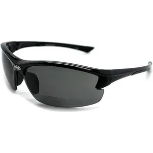 Bifocal Polarized Reader Half Rim Men's Fishing Sunglasses 100% UV Protection with Microfiber Bag (Black Frame, Grey Lens - 613649, Bifocal +2.50)