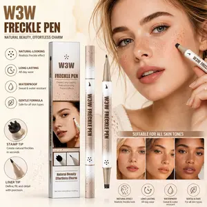 W3W 2-In-1 Dual-Ended Freckle Stamp Pen, Waterproof Sweatproof Long Lasting, Natural Sunkissed Makeup, Multi-use for Freckles & Eyeliner