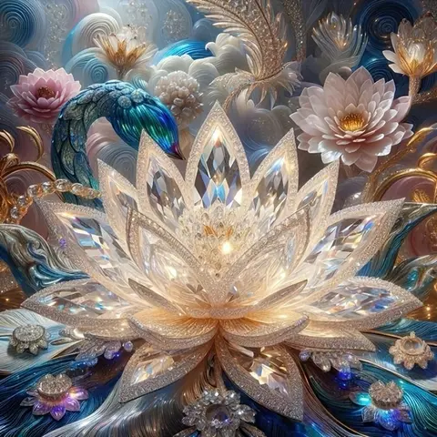 Lotus Pattern DIY Diamond Arts Handicraft Colorful Painting Kit without Frame, 5D Diamond Arts Colorful Painting Kit, Wall Art Decor for Home Bedroom, Diamond Painting Kits
