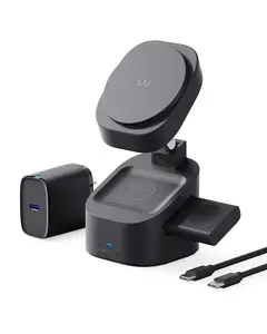 iWALK 3-in-1 Magnetic Charging Station, Adjustable Foldable Charger for Apple Watch, iPhone 16 Series and AirPods, Ideal for Desk Setup Folding Mount Cellphone Smartphone