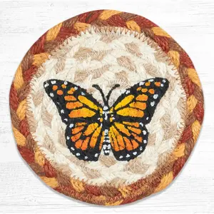 212 MAIN Hand-Stenciled Printed Natural Jute Coaster Set - 4-Piece, 5x5 in Tableware Surface Guard for Home, Dining Table Protection