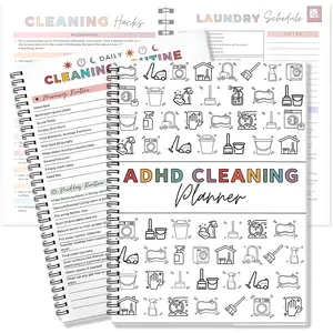 ADHD Cleaning Planner A4 Size Daily Weekly Monthly Schedule Checklist Notebook for Home Office Dorm Durable Cover Smooth Pages Office Stationery Essential Plannerbook