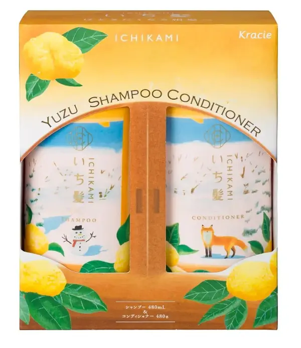 KRACIE Ichikami Yuzu Fragrance Shampoo & Conditioner Set 480ml+480ml