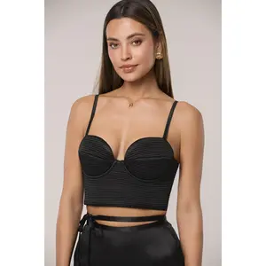 Black Thalia Textured Bustier