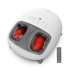 COMFIER Shiatsu Foot Massager with Heat, Kneading and Vibration Massage Electric Heated Foot Massager, Feet Massager for Mom Dad Elder-Home Office Use Gift Adjustable White