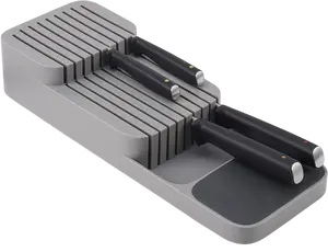 Knife Organizer, holds up to 9 knives, Kitchen Organization & Drawer Storage – Compact, Gray