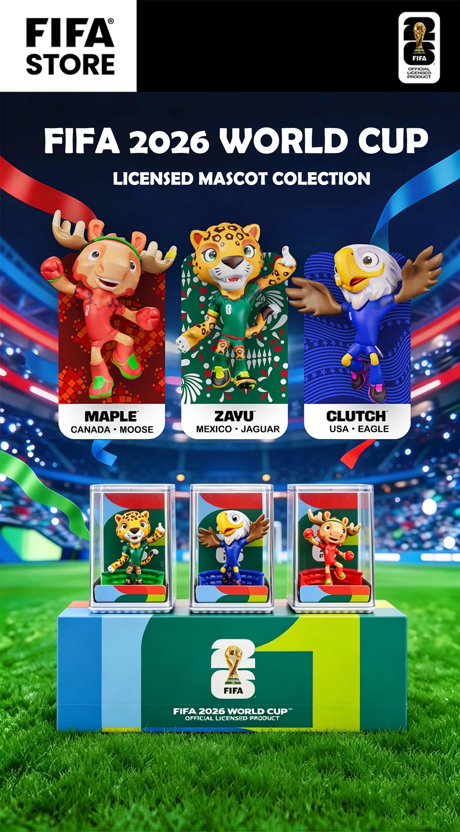 [Set of 3] FIFA 2026 World Cup Mascot Official Licensed Toy Figurines Collectable Soccer (Maple, Zayu & Clutch) Summervibes outdoorfun anime collectible,summerwins
