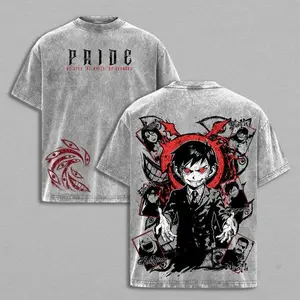 2026 New Fullmetal Alchemist Pride Seven Deadly Sins Anime Oversized T-Shirt, Washed Grey Distressed Double Sided Graphic Tee, Harajuku Streetwear Y2K Top, Soft Cotton Casual Short Sleeve, Ouroboros Homunculus Print Summer Outfit, Perfect Gift for FMAB