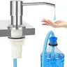 Brushed Nickel Stainless Steel Kitchen Countertop Hand Soap Dispenser - Leak-Proof Liquid Soap Dispenser Set with 47" Extension Tube Kit