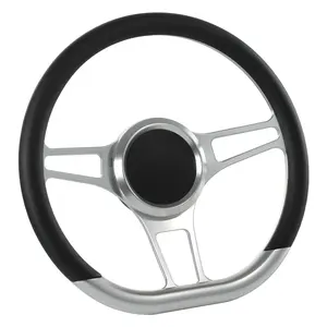 14" D Type Billet Steering Wheel Black Half Wrap Muscle Car Mustang W/H