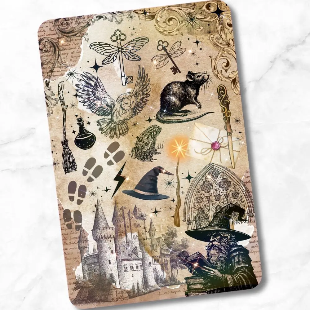 Fantasy Wizard Holographic Cardstock Clear Case Insert for Kindle | Book Lover Gift | Bookish Stickers for Kindle | Gothic Kindle Decorating Accessories | Booktok Smartphone Aesthetic Cover