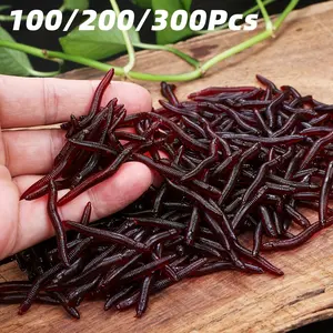 100-300pcs 4cm Red Fishing Soft Lures 0.3g Silicone Rubber Worms Realistic Simulation Baits for Bass Trout Carp Fishing