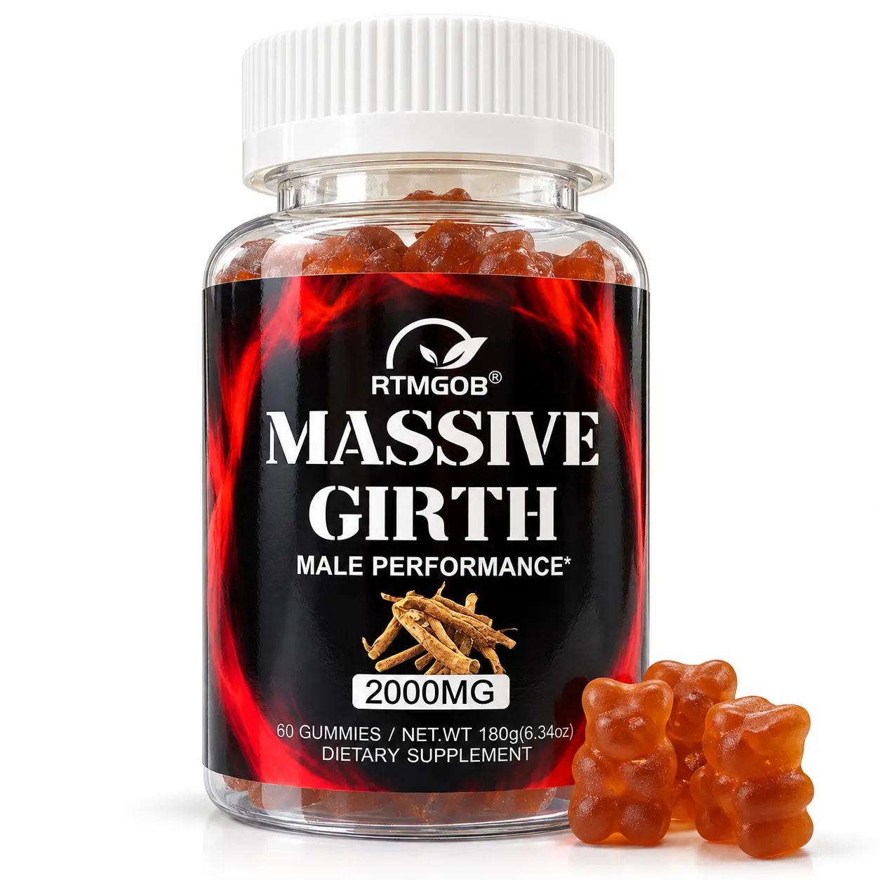 [NEW] RTMGOB Ashwagandha Gummies 2000mg per Serving, High Strength Ashwagandha Root Extract with Vitamin C, Vitamin D2 & Maca Root, Daily Wellness Dietary Supplement for Men & Women, 60 Gummies