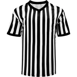 Men’s Referee Shirt V-Neck Official Ref Shirt Costume Umpire Jersey for Womens and Mens Basketball Football Halloween Uniform