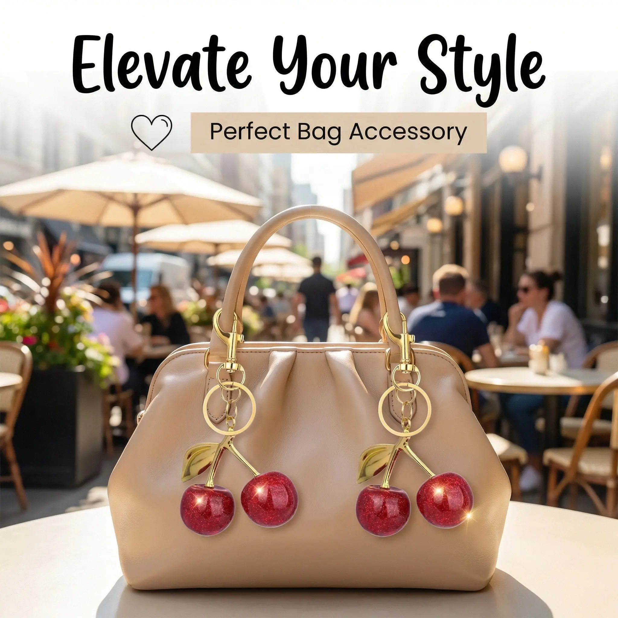 Cute Cherry Purse Charm for Handbags, Plush Collectible Charm Keychain, Ideal Birthday and Mother's Day Gift for Women, Purse Charms For Handbags, Cute Collectible Charm