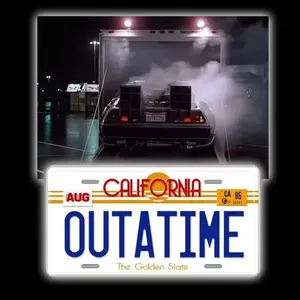 Back To The Future Theme License Plate, Creative Outatime Letter Design Car License Plate, Hanging Decor for Home Living Room Bedroom, Car Hanging Decoration