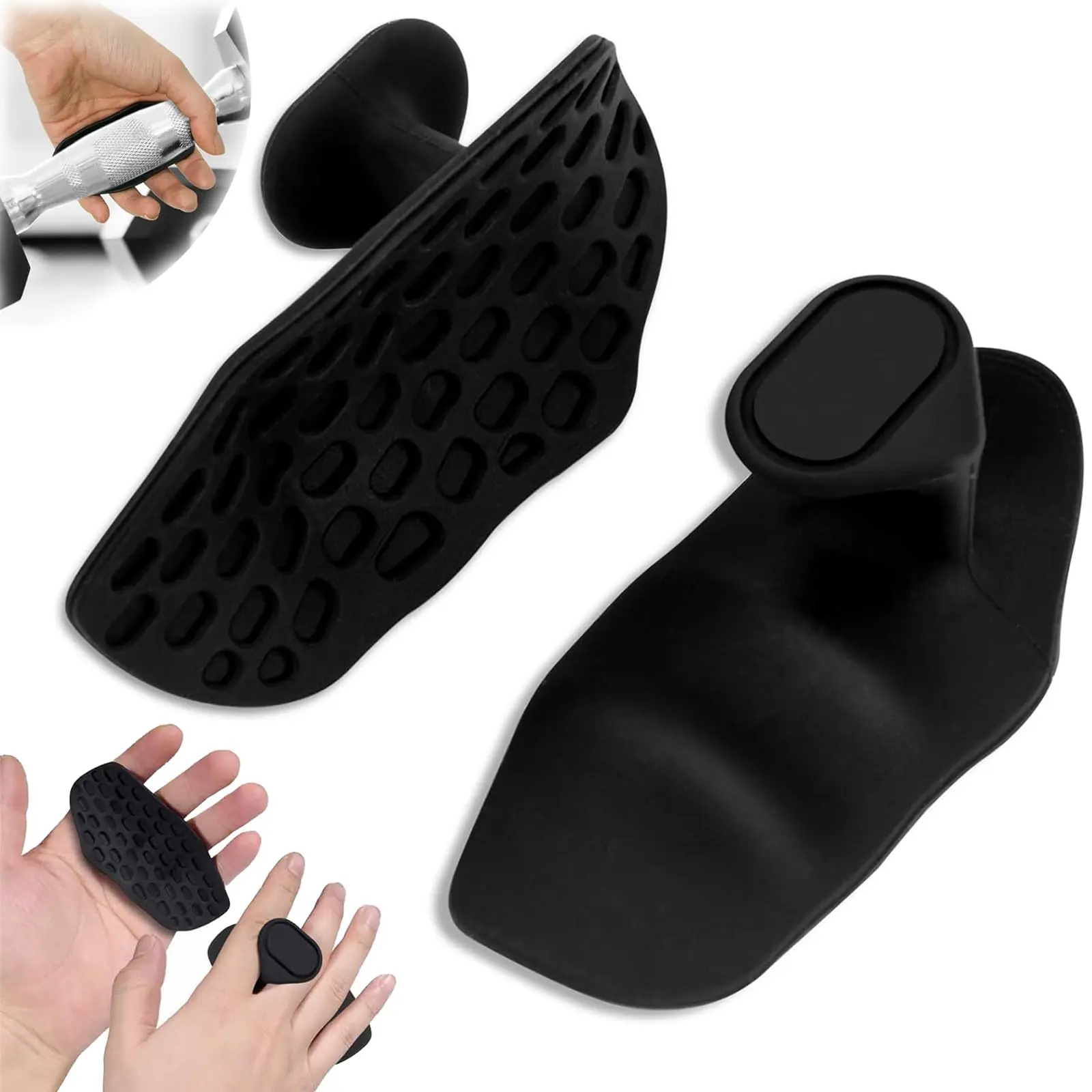2 Pack Rubber Gym Grips Fingerless Workout Grips - Ergonomic Rubber Hand Protector Gloves for Weight Lifting, Pull-Ups, Gym Training and Exercise