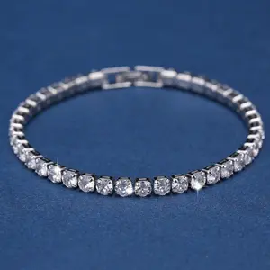 Classic Minimalist Style Circular Synthetic Zircon Tennis Bracelet, Suitable for Both Men and Women, Daily, Party, Birthday Gift Jewelry