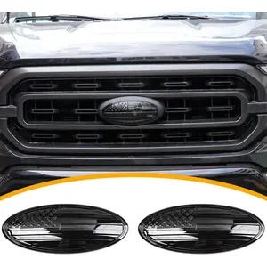 9.5" Front Grill Rear Tailgate Emblem Cover Trim Compatible with 2015-2023 Ford F150 Exterior Accessories Decor Overlay American Flag Oval Emblem Protector Decoration Decal 2 Pack