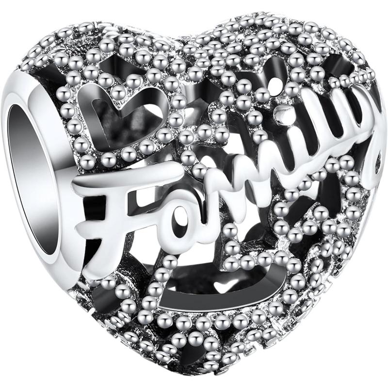 10 Pack Silver Bead Charms for Pandora Bracelets and Necklaces Charm for Woman Cubic Zirconias Dangle Pendant Jewelry Beads Set Style1