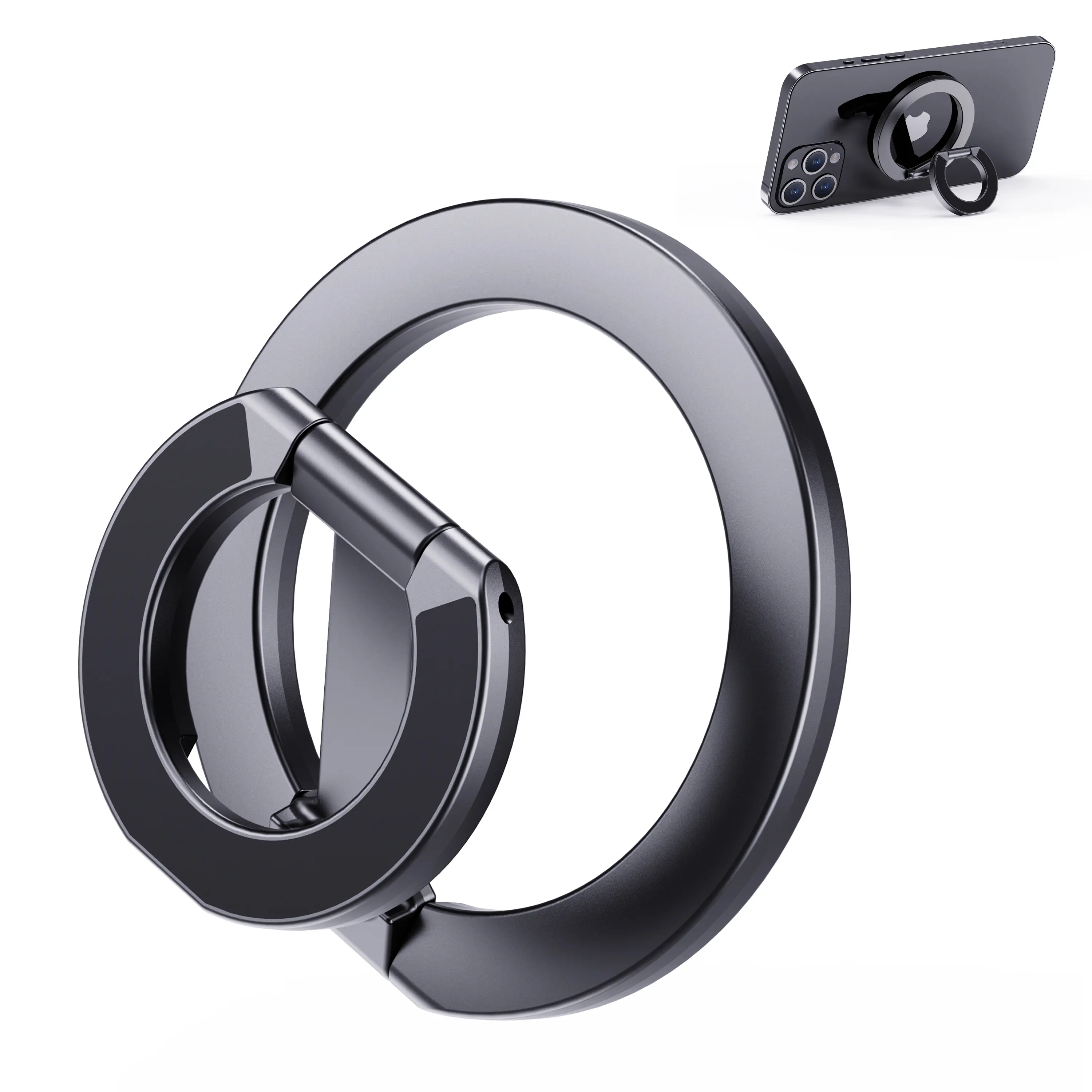 Strong Magnetic Phone Grip with Dual-Sided Design – Car Mount Compatible Stand Holder for iPhone 17/16/15/14/13 Pro Max Plus, Grey