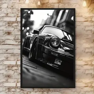 Black and White Classic Sports Car Canvas Prints, Room Decor Wall Art Poster, Retro Automotive Wall Art Painting for Living Room Bedroom Office
